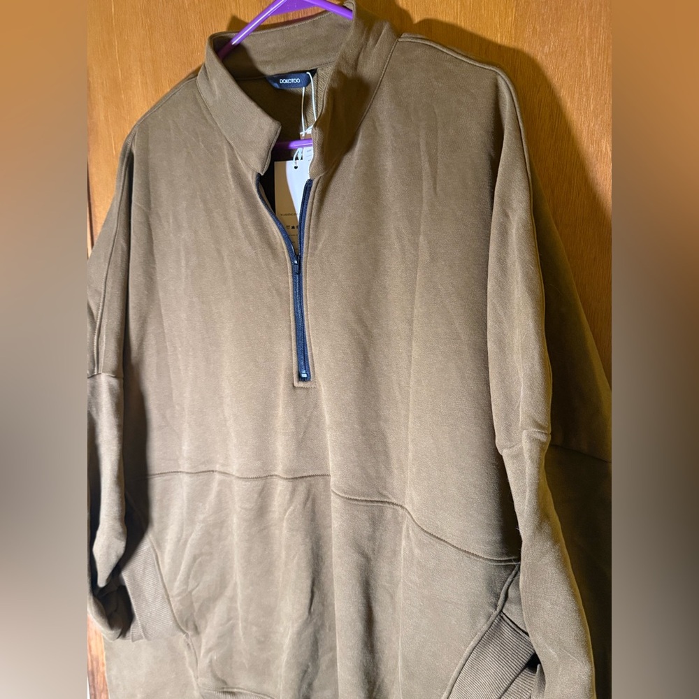 NWT Women's Brown Zip-Up Sweater Size XL - Picture 2 of 5